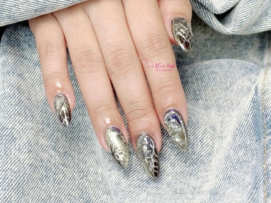 ネイル 桜ネイル 長さ出し フラワーネイル フレンチネイル ジェルネイル ハンドネイル ACon NailSalonのネイルデザイン
