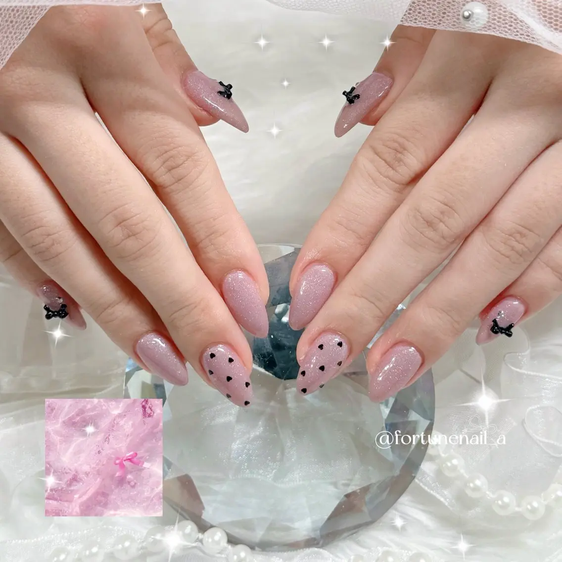 ネイル ドット ハート ハンドネイル .*🎀 aoi🎀のネイルデザイン