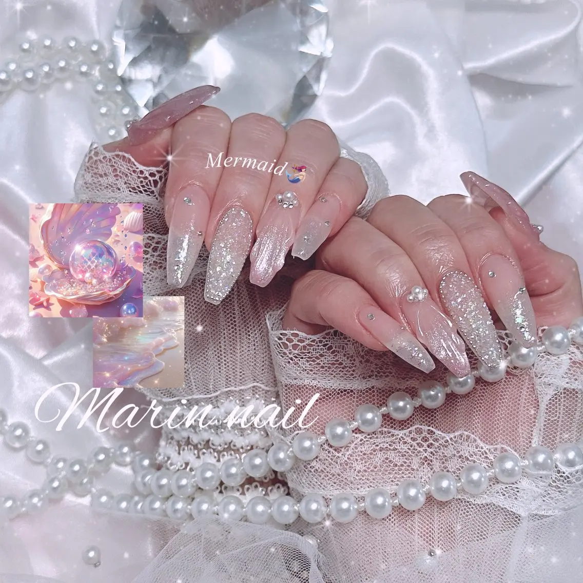 ネイル オーロラネイル グラデーション マグネットネイル 夏ネイル ハンドネイル Marin nailのネイルデザイン