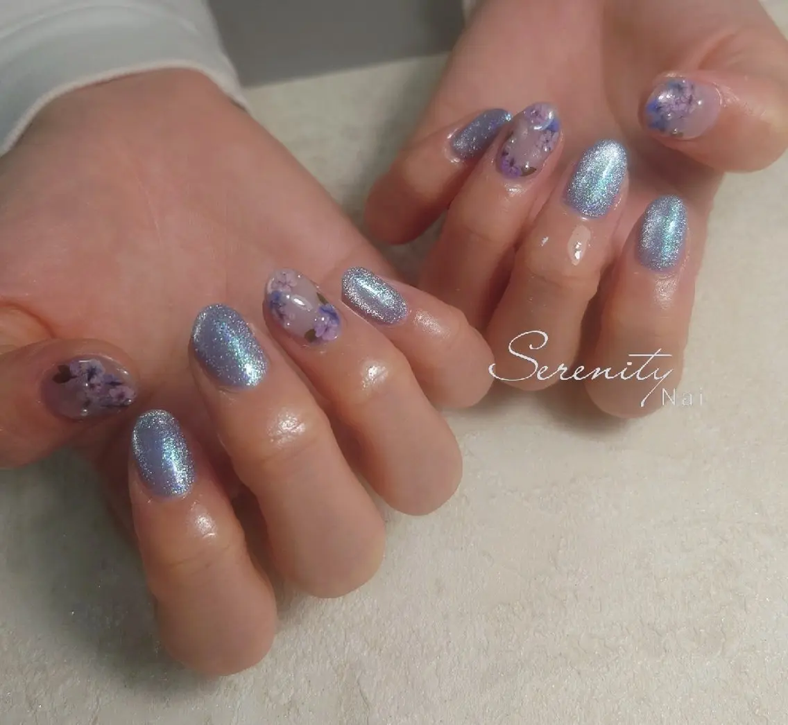 ネイル ブルー ハンドネイル nail  serenityのネイルデザイン