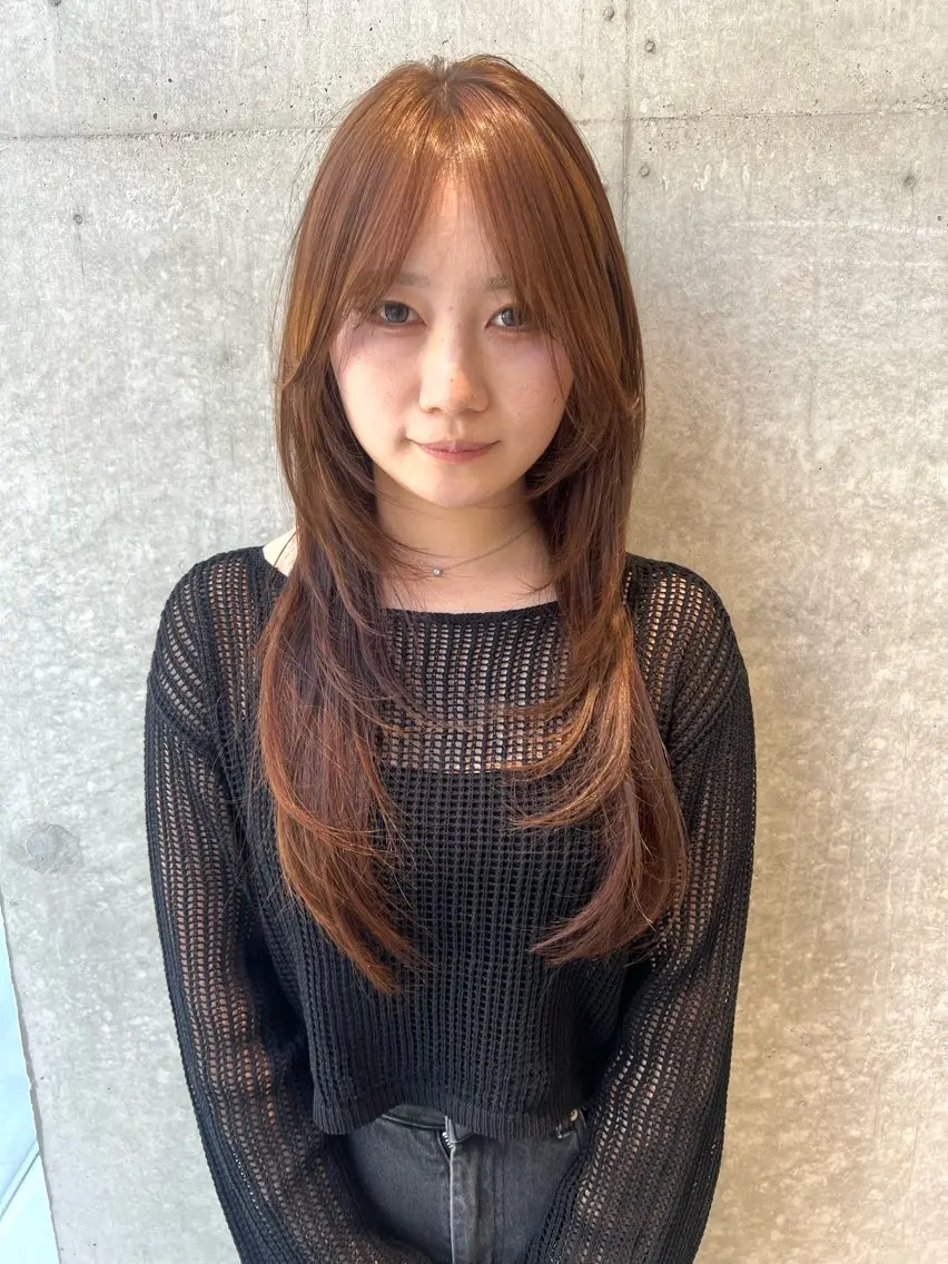 ロング カラー 黒髪 ブラウンカラー 透明感カラー レイヤーカット ヘアカラー 吉沢遣人/レイヤー 艶カラー/抜け感のヘアスタイル