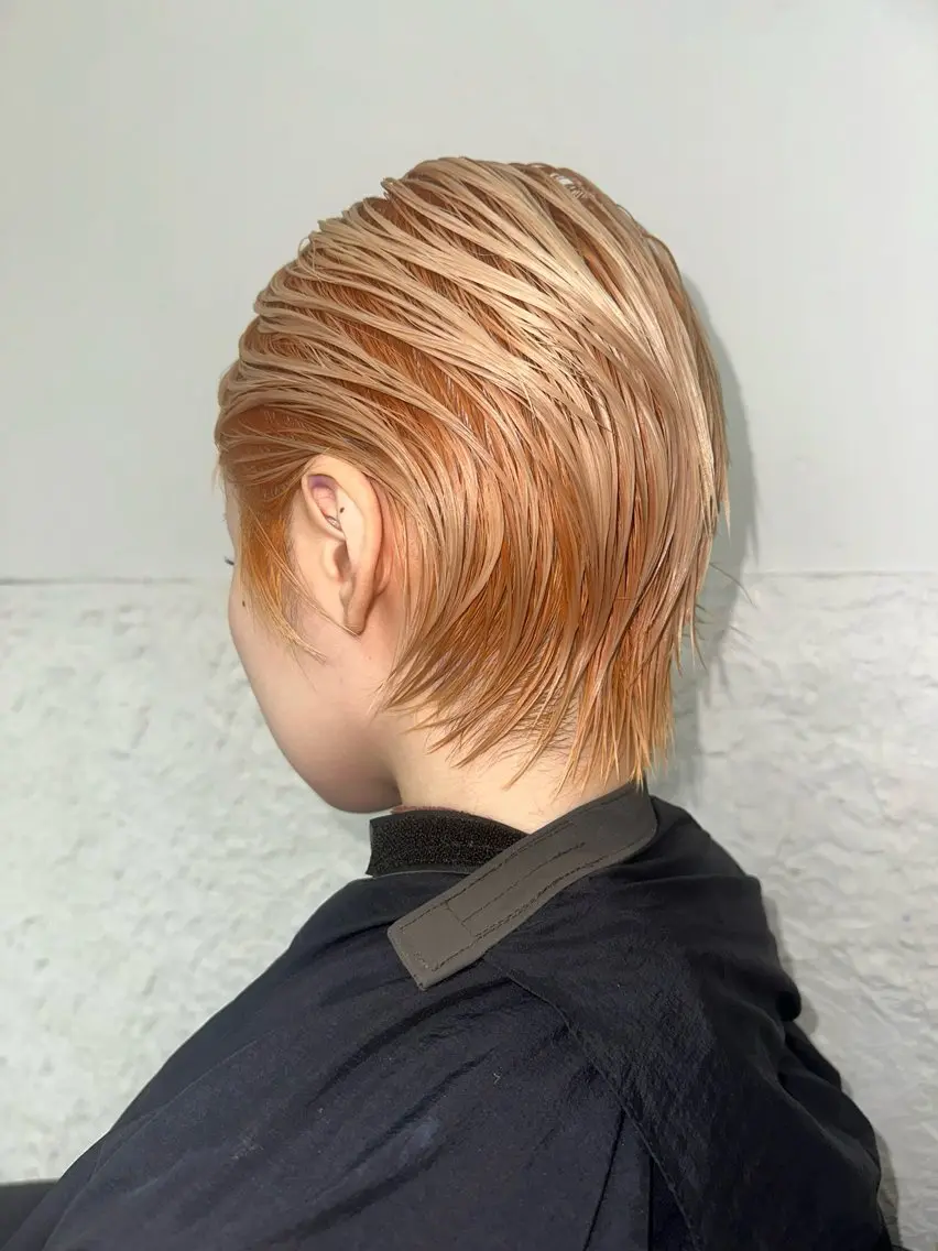 ショート カラー ブロンド オレンジ ヘアカラー トリートメント デザインカラー特化 中谷蓮のヘアスタイル
