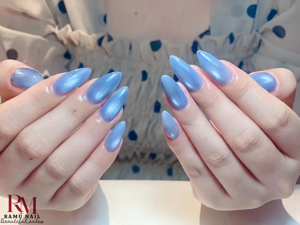 ネイル キラキラネイル マグネットネイル ミラーネイル ピンク ワンホンネイル ハンドネイル RAMU Nail 恵比寿店のネイルデザイン