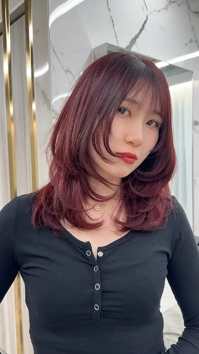 【1番人気🩷】レイヤーカット+ブリーチ無しWカラー¥6000の写真