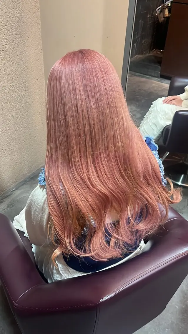カラー ベージュカラー ピンクカラー ピンクベージュ reúna rikoのヘアスタイル