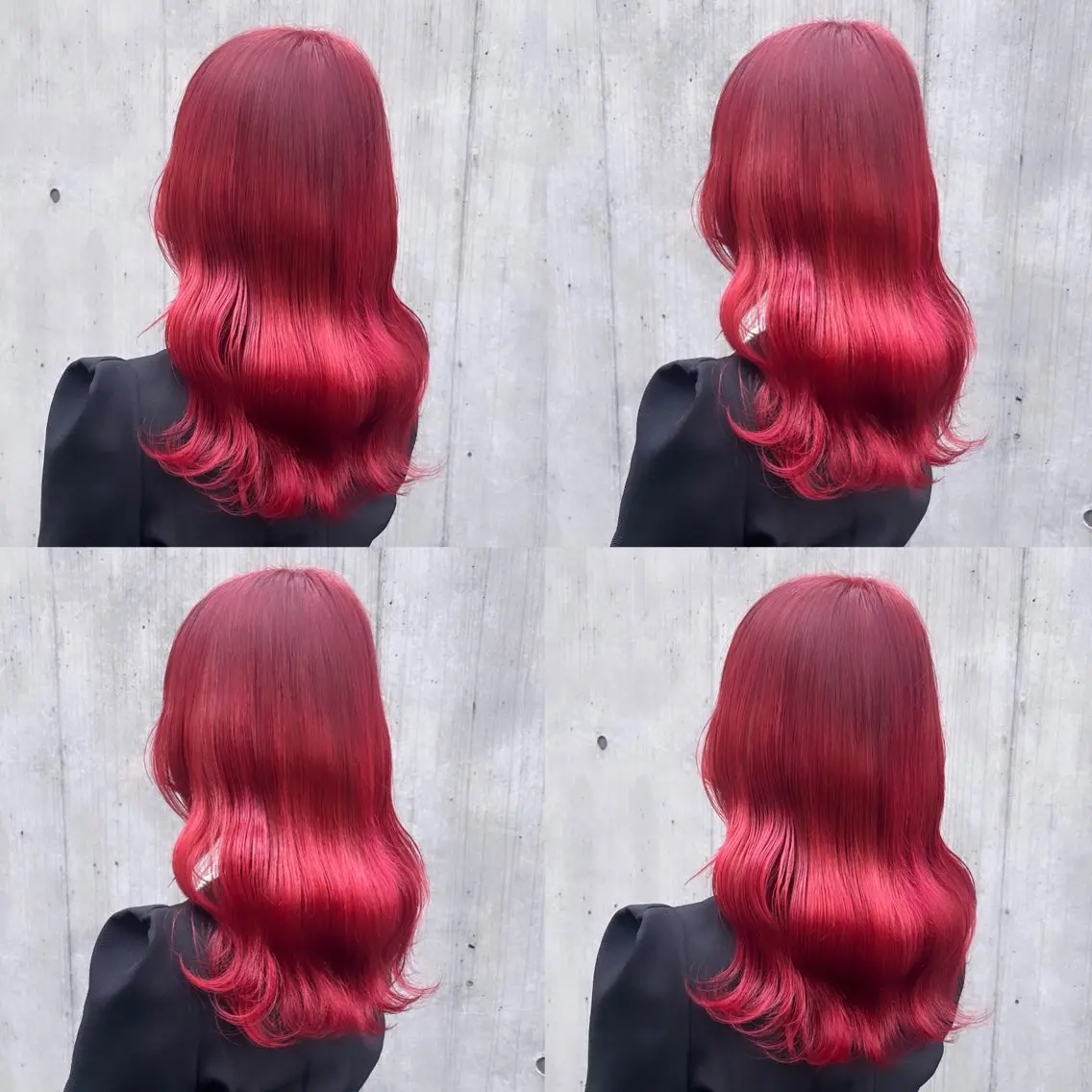 セミロング カラー ブリーチ ボルドーカラー ハイトーンカラー レッドカラー カジュアルを女っぽく 𝗮𝘆𝗮𝗰𝗼のヘアスタイル
