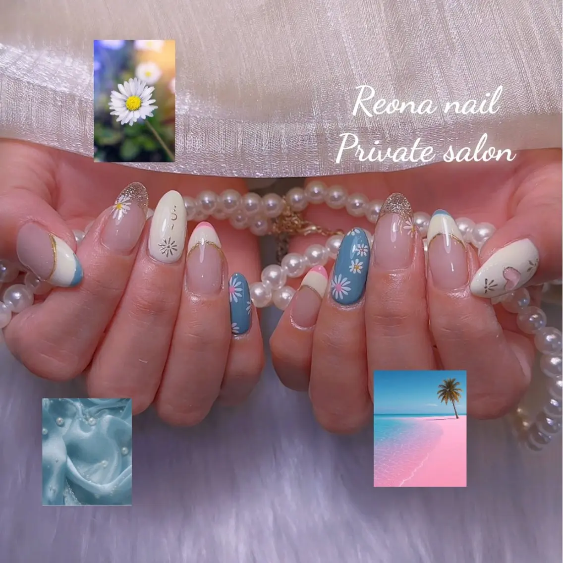 ネイル ハート マグネットネイル ミラーネイル 夏ネイル ハンドネイル Reona Nailのネイルデザイン