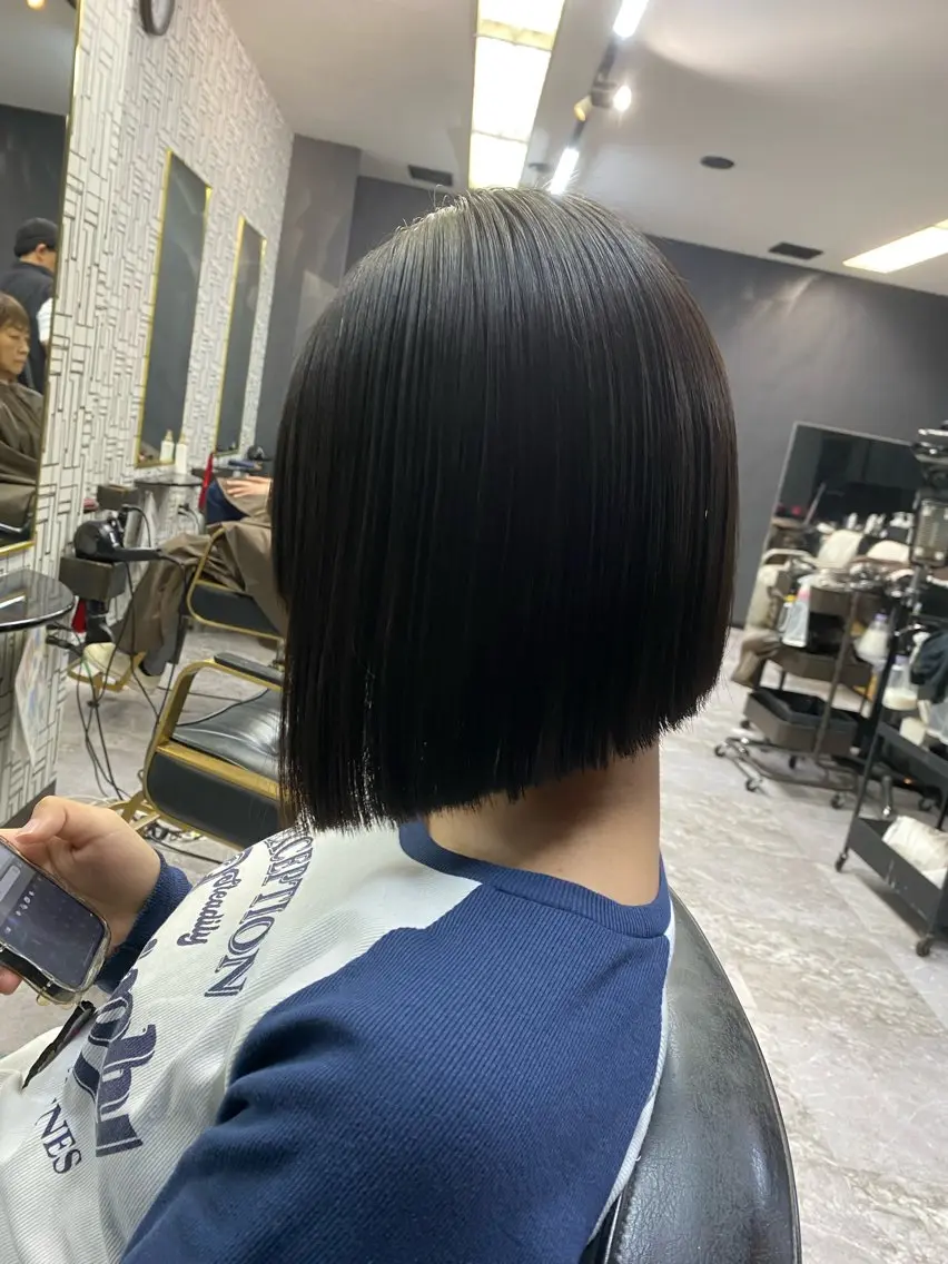 ミディアム 縮毛矯正 池田 亮雅のヘアスタイル