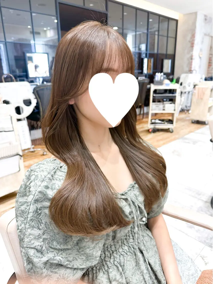 セミロング カラー ベージュカラー ブラウンカラー ブラウンベージュ くびれヘア 顔周りカット 顔周り/くびれヘア 韓国ヘア💕風間るなのヘアスタイル