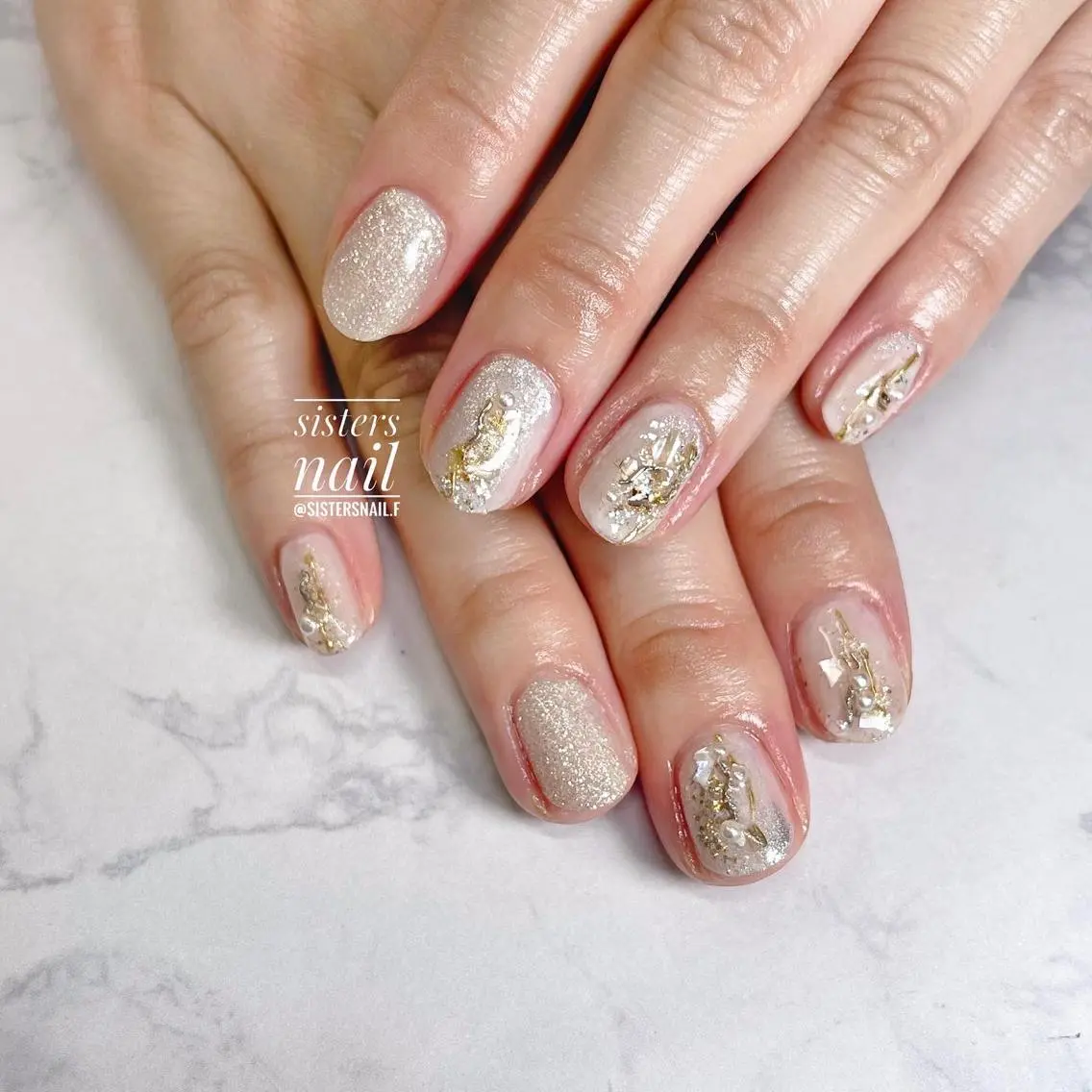 ネイル アートネイル キラキラネイル ニュアンスネイル オフィスネイル ブライダルネイル sisters nail.fのネイルデザイン