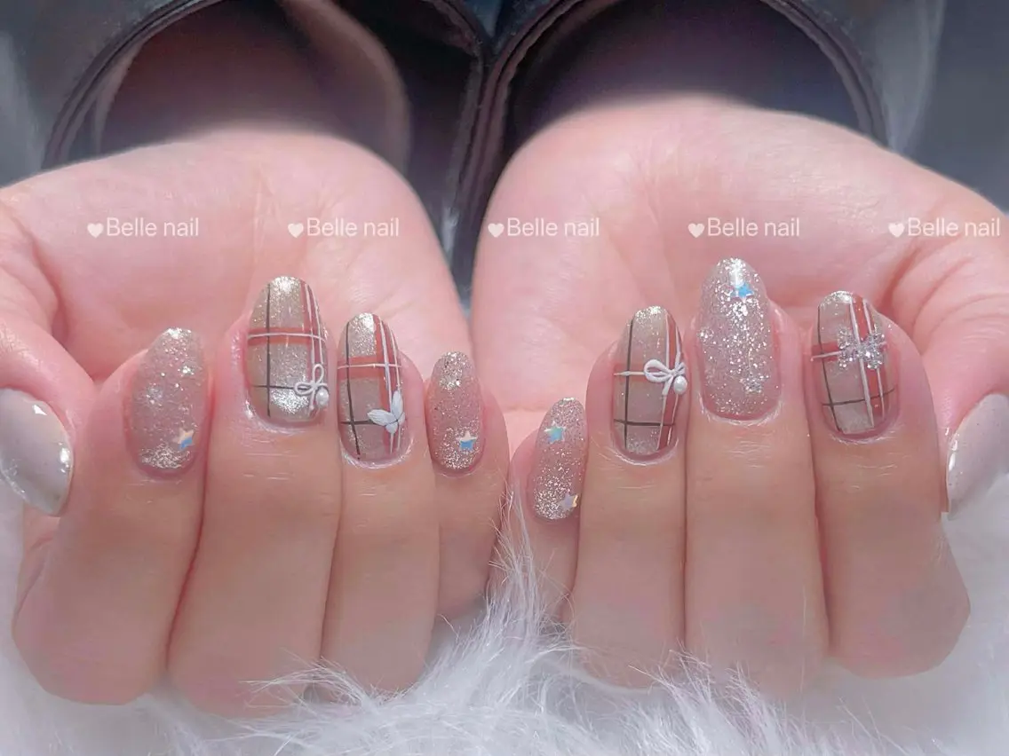 ネイル ボルドー チークネイル 長さ出し フレンチネイル ジェルネイル アンアンBelle Nail 池袋のネイルデザイン