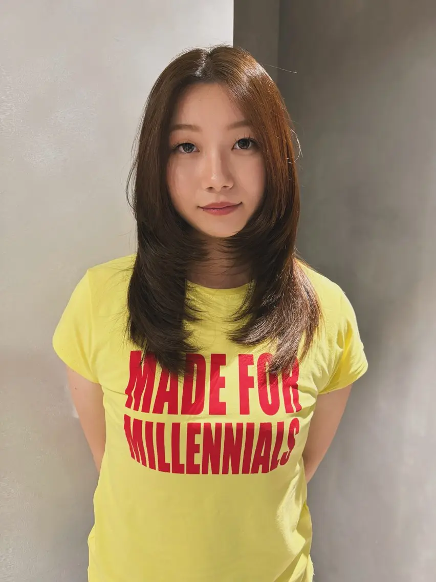 ミディアム カラー ベージュカラー ヘーゼル ハッシュカット カット ヘアカラー トリートメント Juna✂️ レイヤー / ボブのヘアスタイル