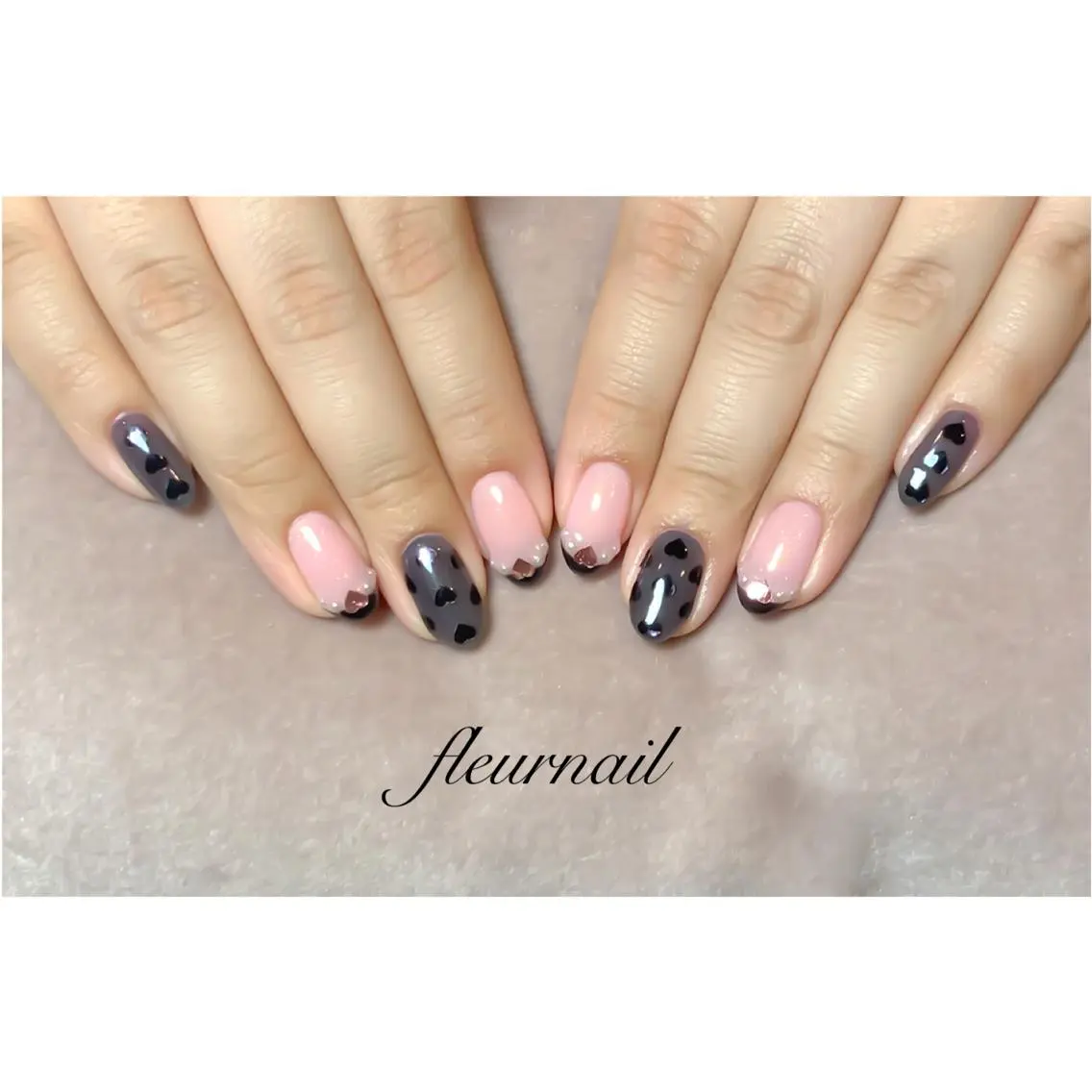 ネイル ブルー 長さ出し ハート ハンドネイル fleurnail miuraのネイルデザイン