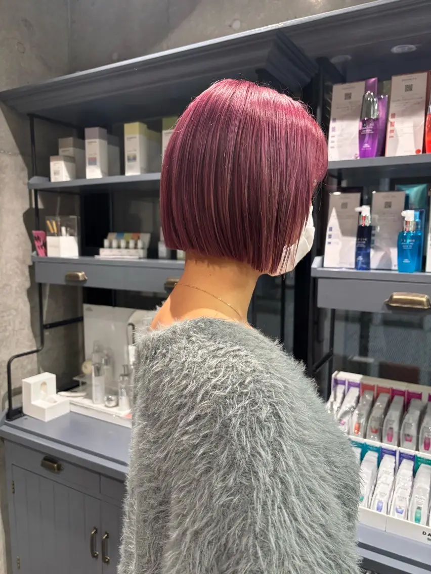 ミディアム カラー ハイトーンカラー ボブ ヘアカラー トリートメント 🎀縮毛矯正.暗髪 .艶髪🩶ちひろのヘアスタイル