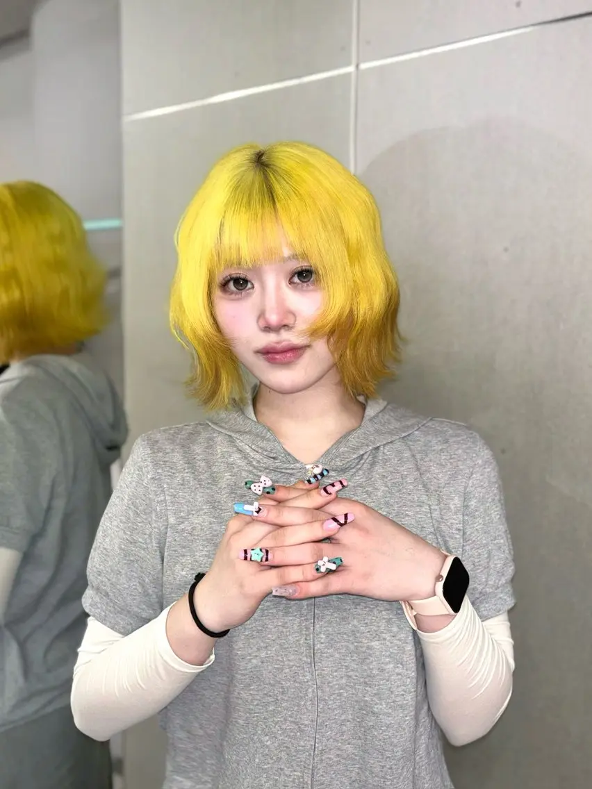ミディアム イエローカラー ヘアカラー 名駅/GEM lit risaのヘアスタイル