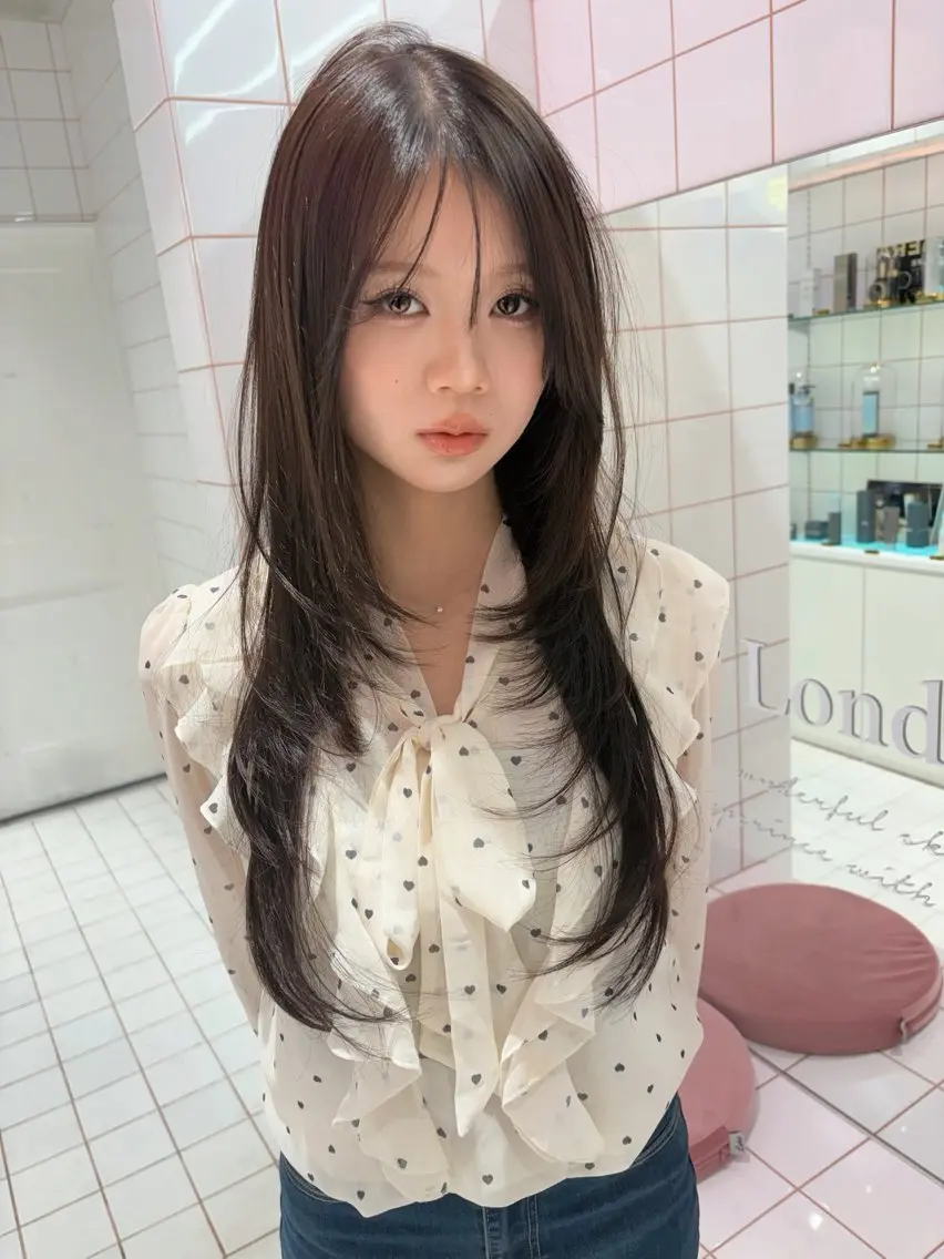 ロング レイヤーカット トリートメント カット ヘアカラー トリートメント ✨縮毛矯正✨レイヤー ホウダカズヒロのヘアスタイル