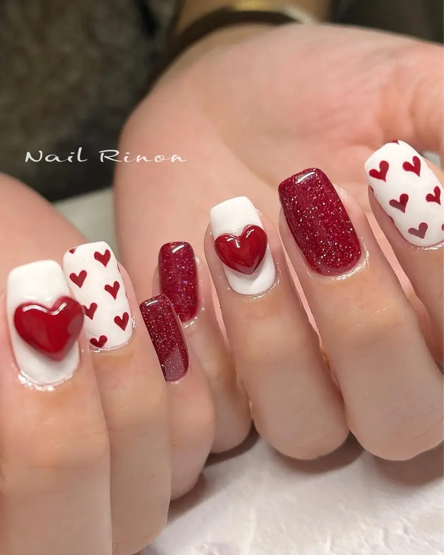 ネイル バレンタイン ハンドネイル Nail Rinonのネイルデザイン