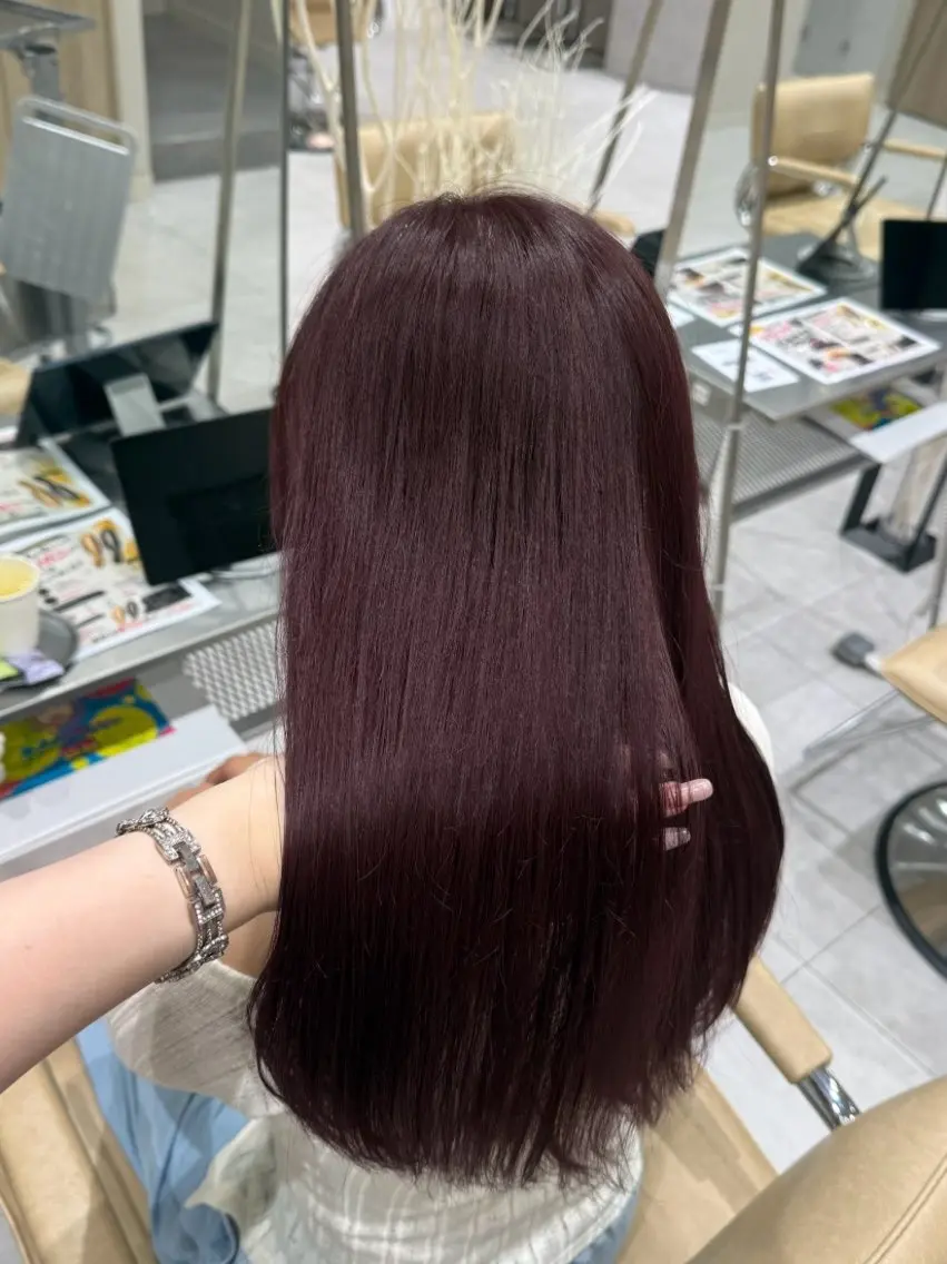ロング カラー ブリーチ ダブルカラー ブリーチなしカラー レッドカラー ヘアカラー トリートメント 韓国レイヤー| ハイトーン|ココナのヘアスタイル
