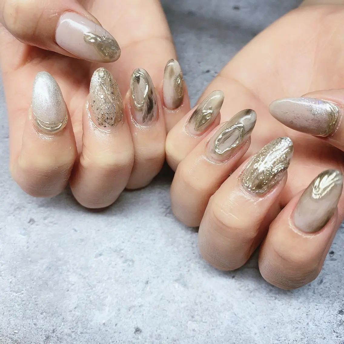 ネイル 渋谷／チップ長さ出し 👑アプレgel-xのネイルデザイン