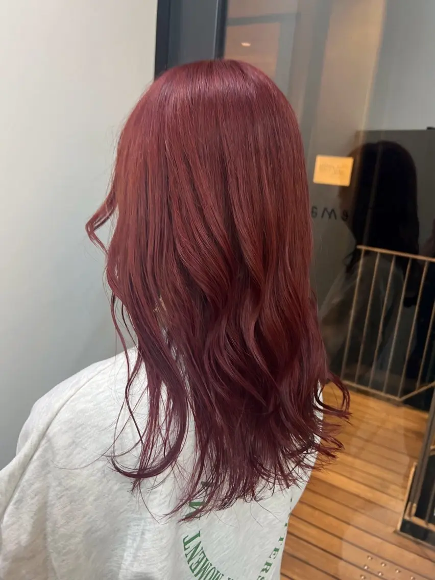 セミロング カラー ブリーチ ダブルカラー ブリーチなしカラー 柔め透明感血色カラー 暖色/レイヤー/ゆいのヘアスタイル