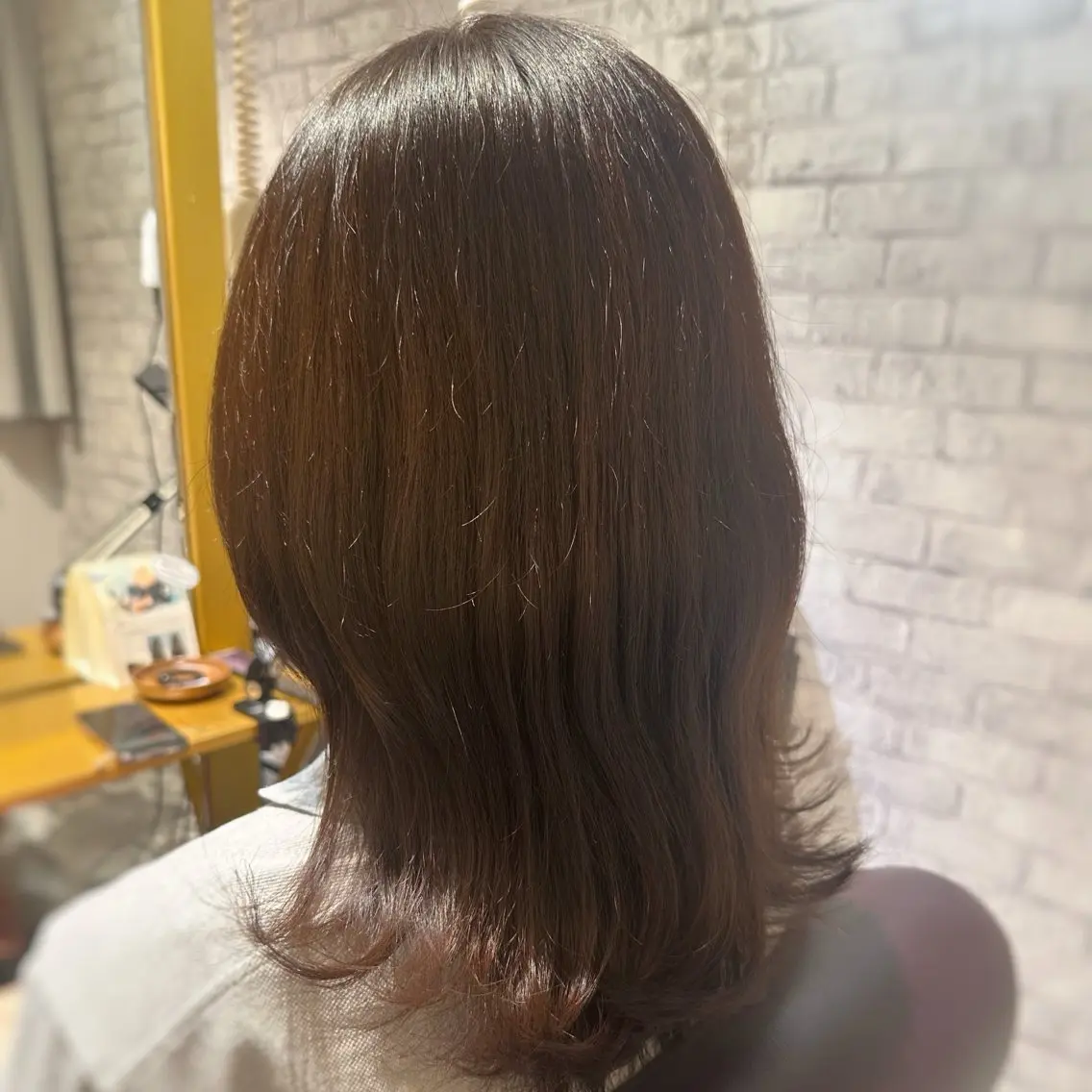 セミロング カラー ブラウンカラー チョコレートブラウン カット ヘアカラー Saki💛心斎橋 髪質改善/艶カラーのヘアスタイル