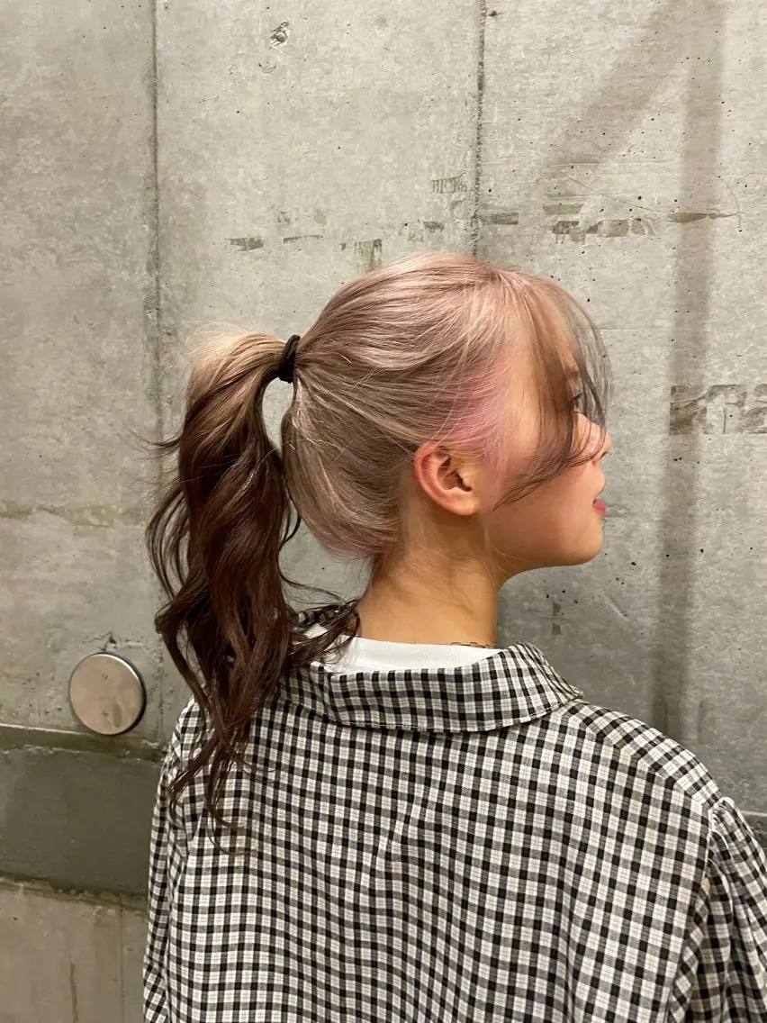 ロング カラー ダブルカラー ヘアカラー トリートメント 浅沼 ゆいのヘアスタイル