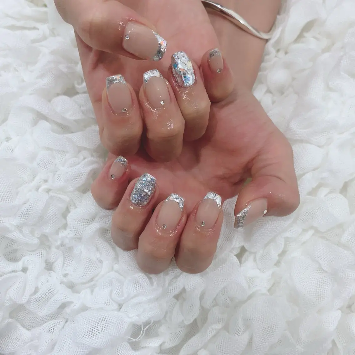 ネイル フレンチネイル ガラスフレンチ ハンドネイル SOL NAILのネイルデザイン