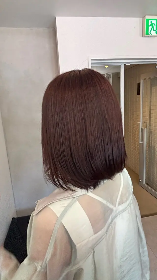ミディアム ふたつやゆら🤎ྀི カラー、縮毛矯正のヘアスタイル