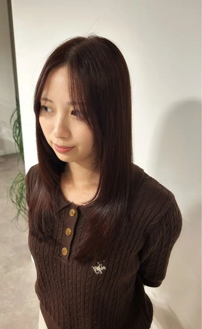 ロング カラー レッドカラー 山本 純大のヘアスタイル