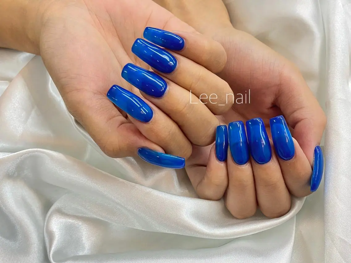 ネイル 長さ出し ワンカラーネイル スカルプネイル ハンドネイル Lee_ nailのネイルデザイン