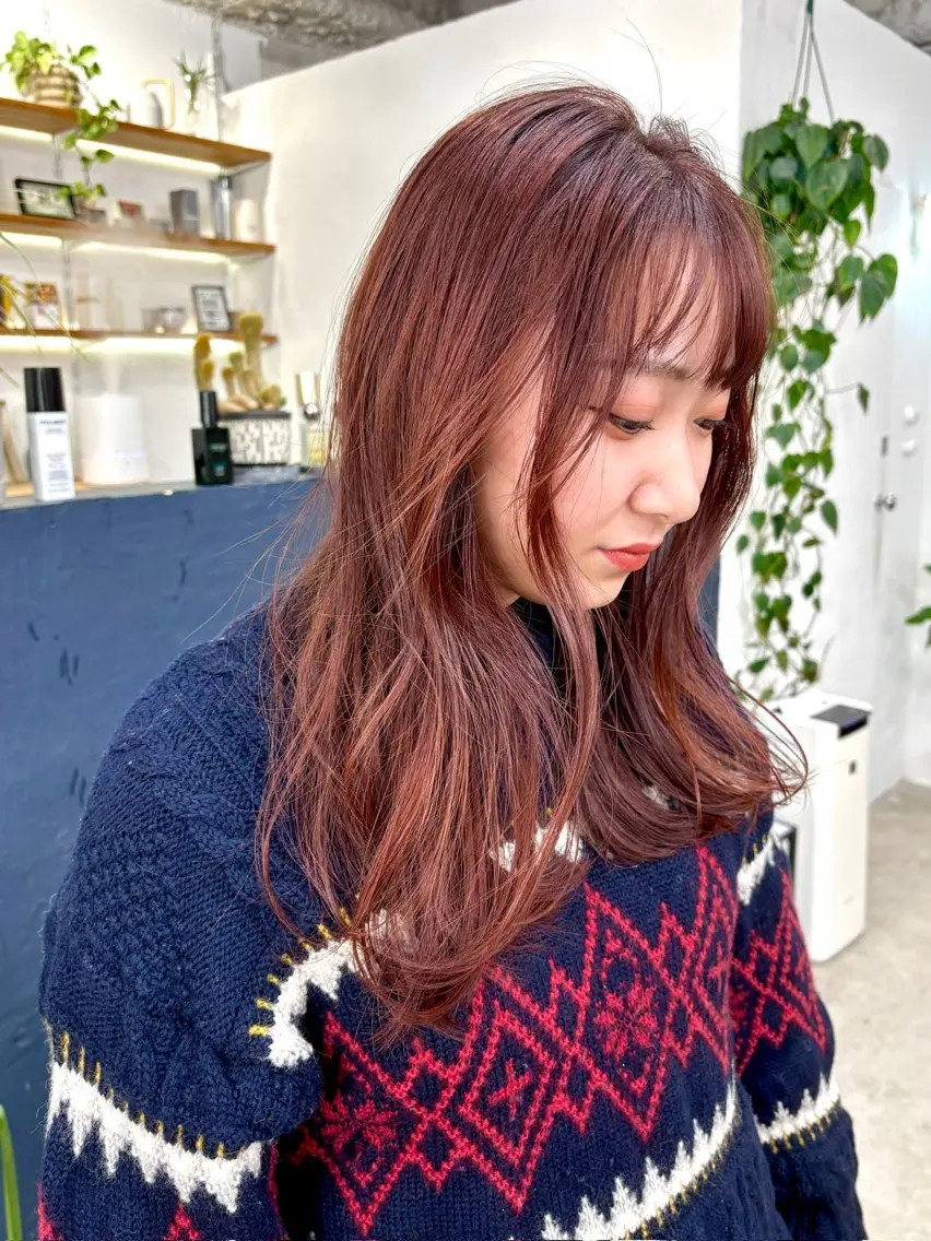 セミロング カラー ベージュカラー ブリーチ ブラウンカラー カシス 透明感カラー 暖色カラー/天神/ ヘイマサクラのヘアスタイル