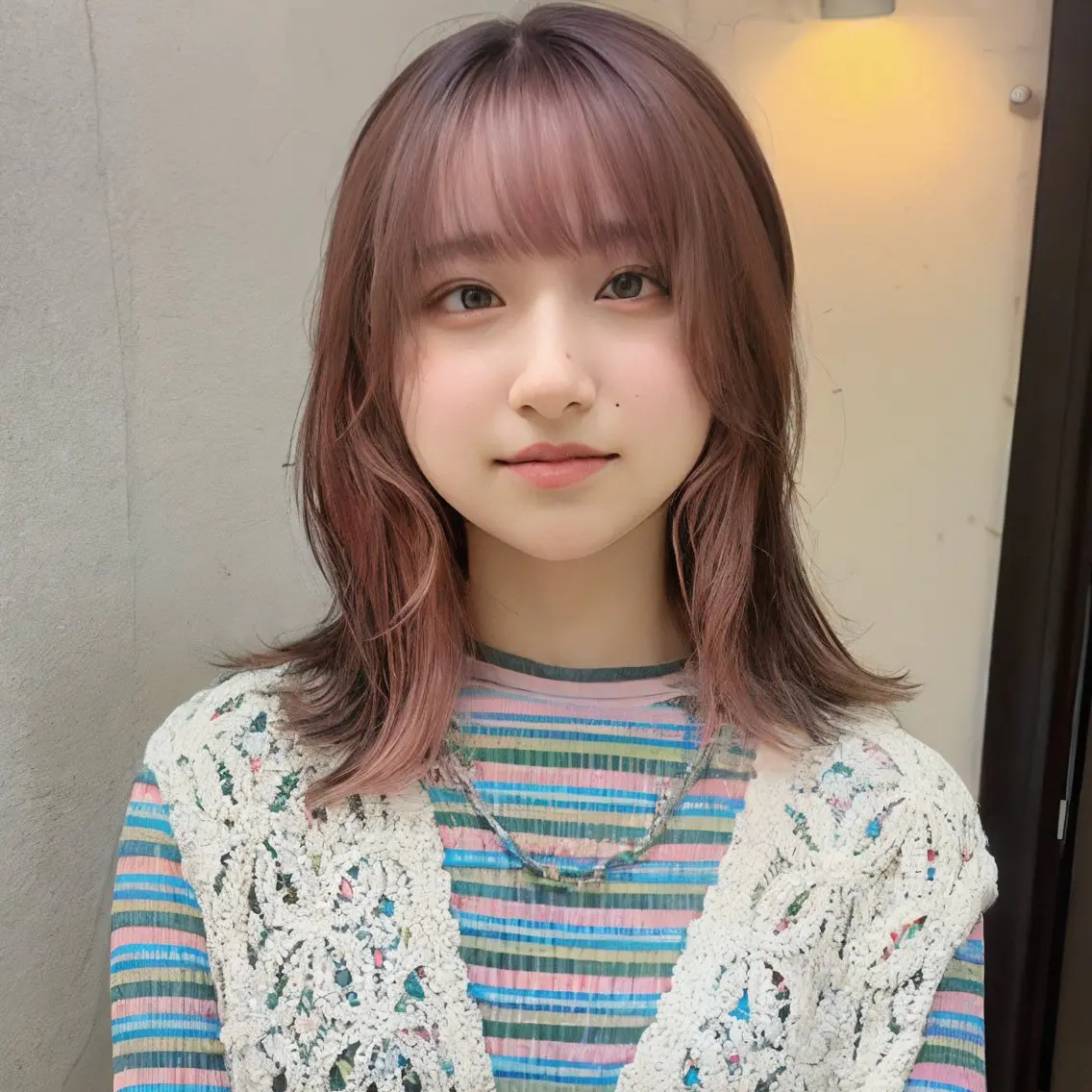 ミディアム カラー ブリーチ ケアブリーチ ハイトーンカラー インナーカラー ピンクカラー カット ヘアカラー トリートメント インナーカラー/レイ ヤーカット♡/マキシのヘアスタイル