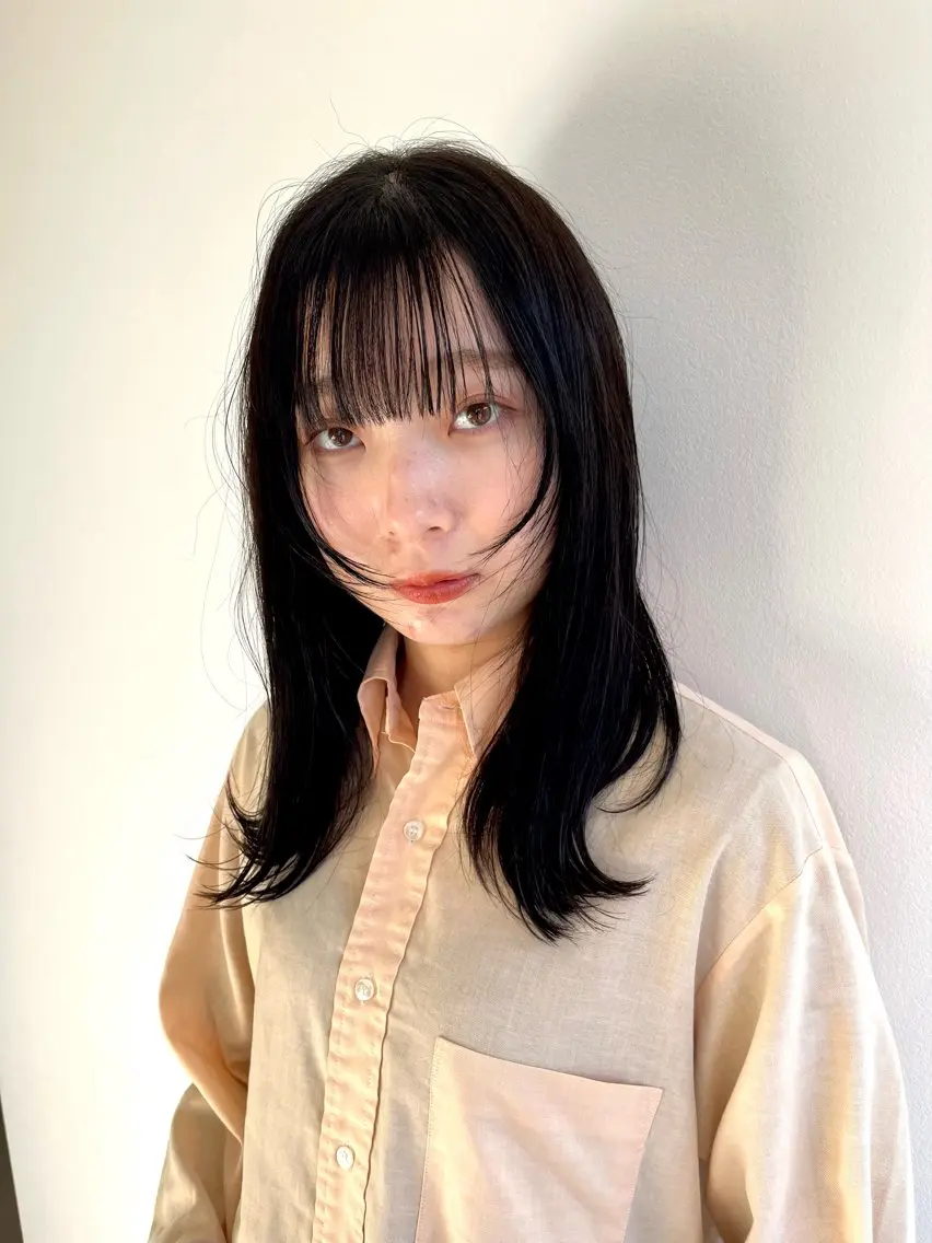 セミロング 顔まわりレイヤー 顔周りカット レイヤーカット 金山/透明感カラー ヘッドスパ/hinaのヘアスタイル