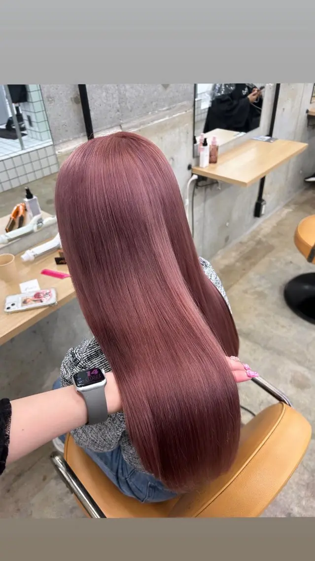 ロング カラー 🌷ラベンダーピンク 顔まわり🌷ねいろのヘアスタイル