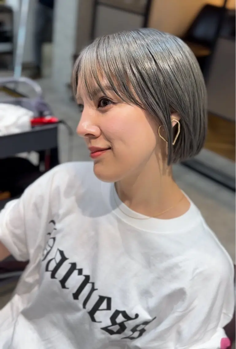 ショート カラー バレイヤージュ ブリーチ ブロンド ダブルカラー ハイライトカラー カット ヘアカラー トリートメント BRAIDS💎愛子 大人ハイライト💎のヘアスタイル