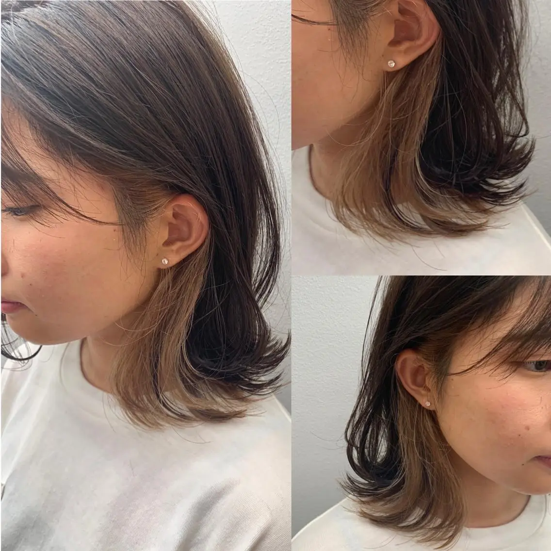 ミディアム カラー ヘアアレンジ ベージュカラー ダークグレー ダークグレージュ グレージュ インナーカラー パーマモデル募集中 ✨Ukyoのヘアスタイル