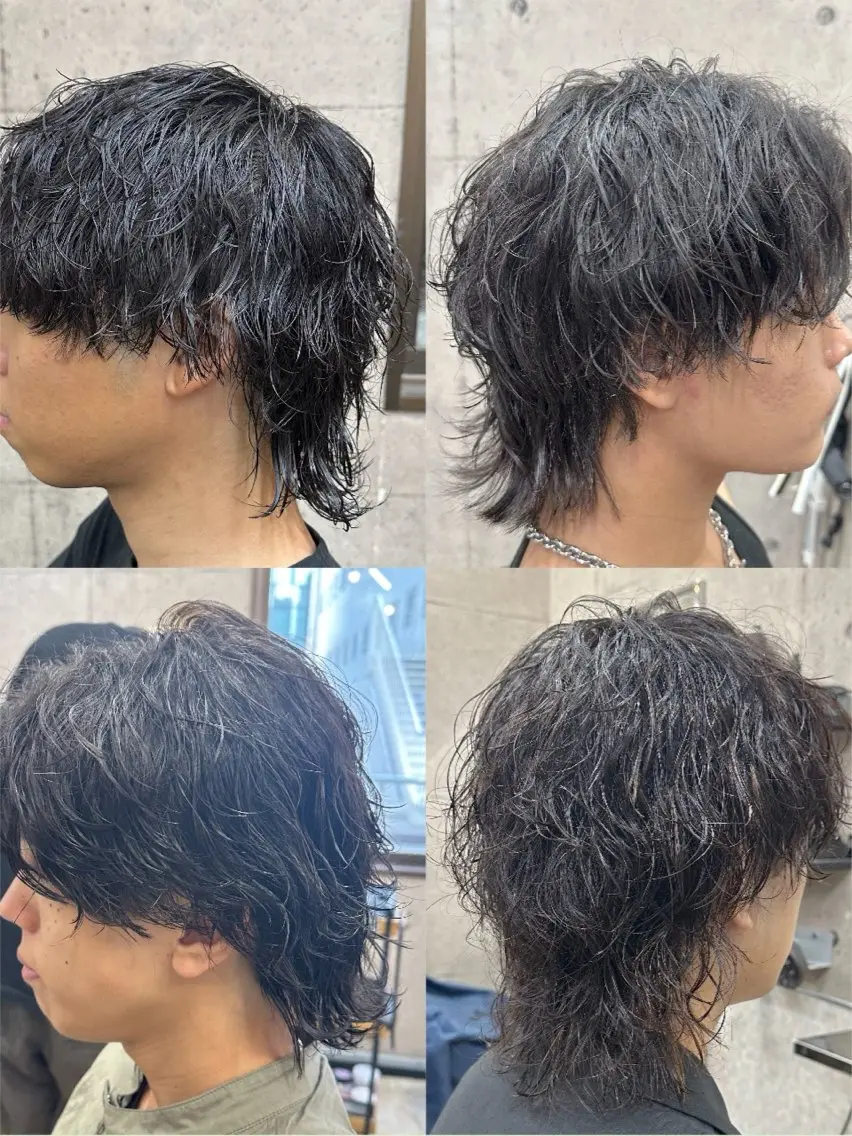 ミディアム パーマ メンズ ミディアムパーマ メンズパーマ メンズウルフカット ウルフカット ニュアンスパーマ カット パーマ 💎メンズパーマ特化 メンズのプロ🥇のヘアスタイル