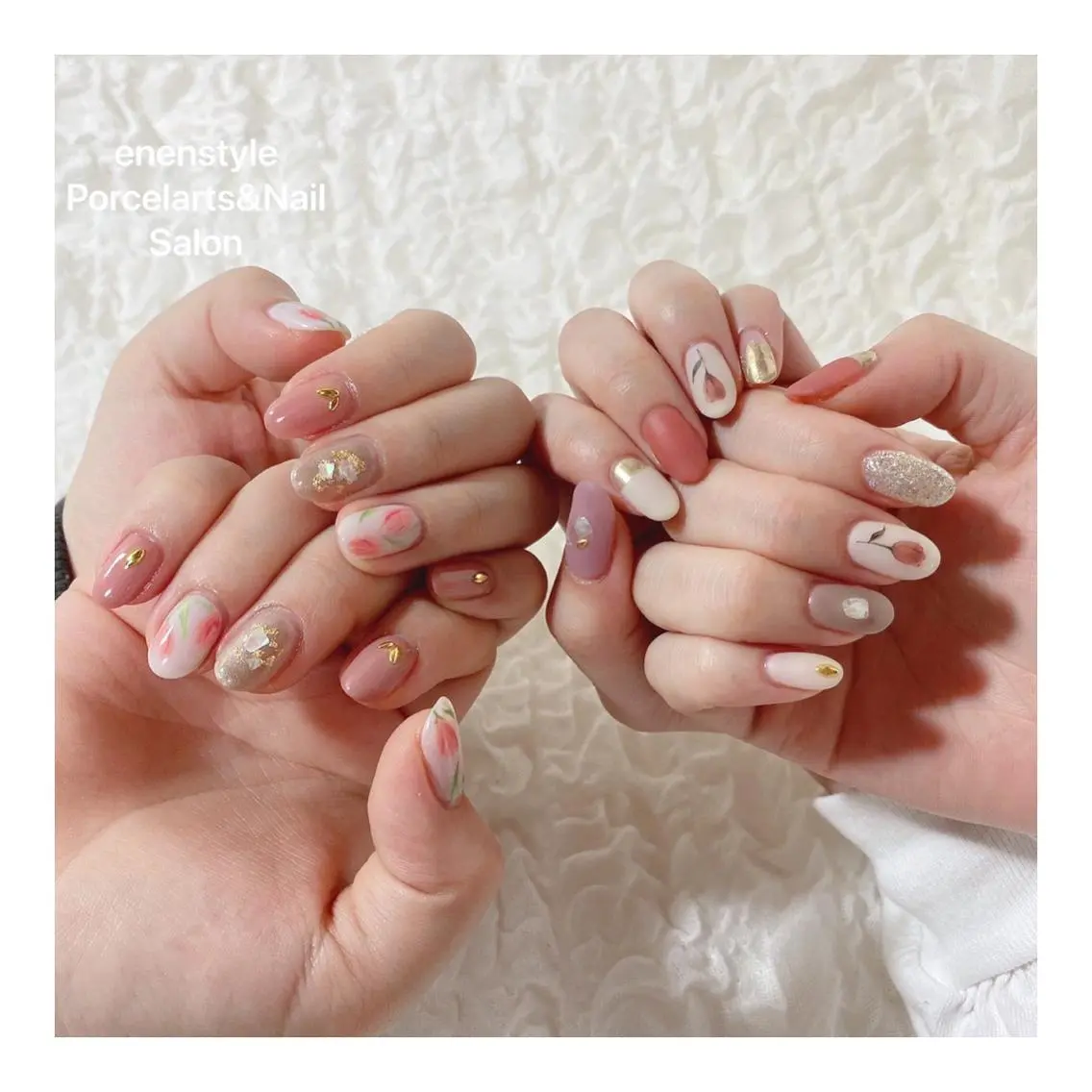 ミディアム ネイル ハンドネイル 🐾enen style 🐾のネイルデザイン