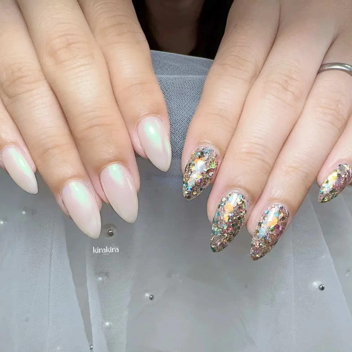 ネイル オーロラネイル ドット ジェルネイル キラキラネイル マグネットネイル Kirakira Nail salonのネイルデザイン