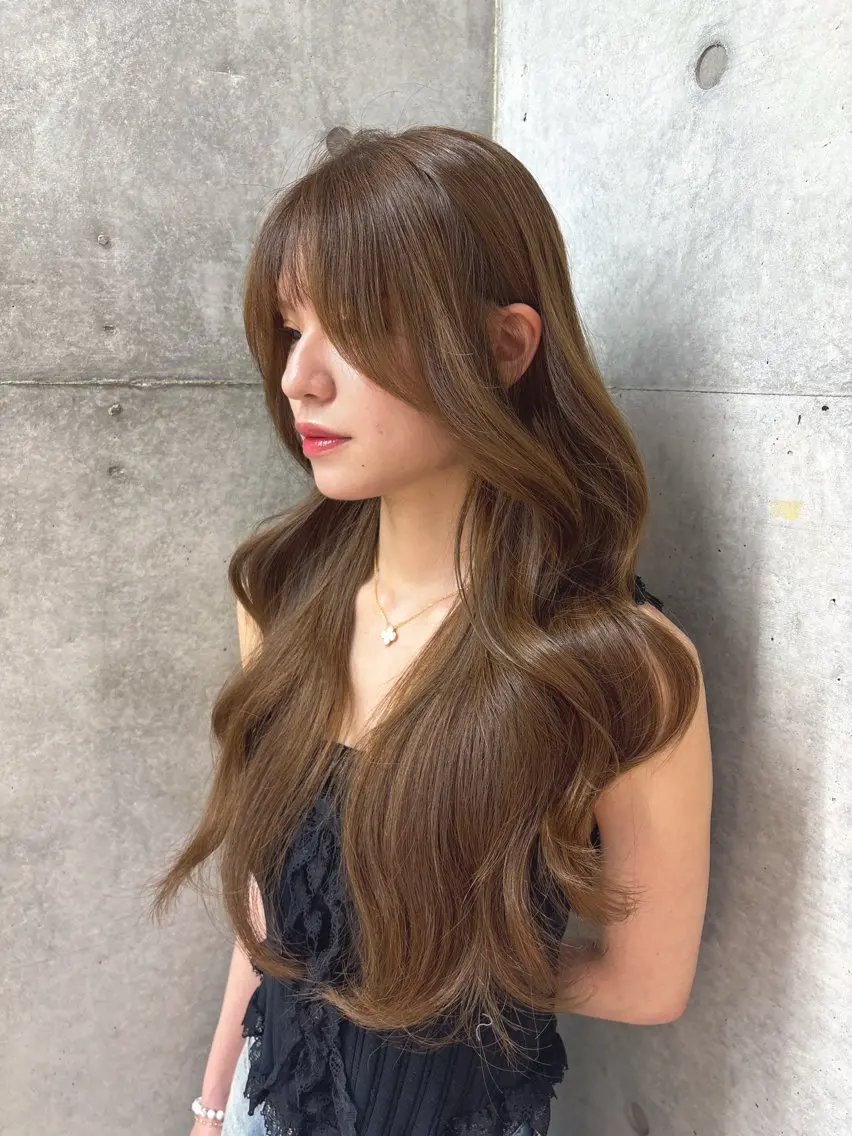 ロング カット ヘアカラー 縮毛矯正 トリートメント 顔周り🇰🇷韓国 レイヤー/モエのヘアスタイル