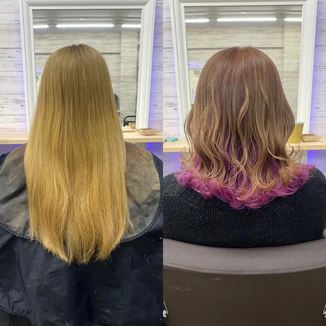 カラー ヘアアレンジ ショートボブ 編み込みエクステ シールエクステ バレイヤージュ ベージュカラー FAAM Tsuneのヘアスタイル