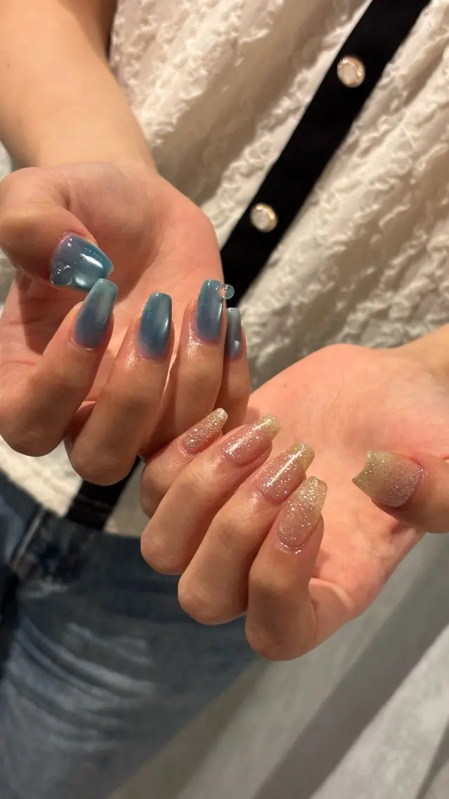 ネイル フラッシュネイル フレンチネイル マグネットネイル ニュアンスネイル シンプルネイル Umi Nail /Akariのネイルデザイン