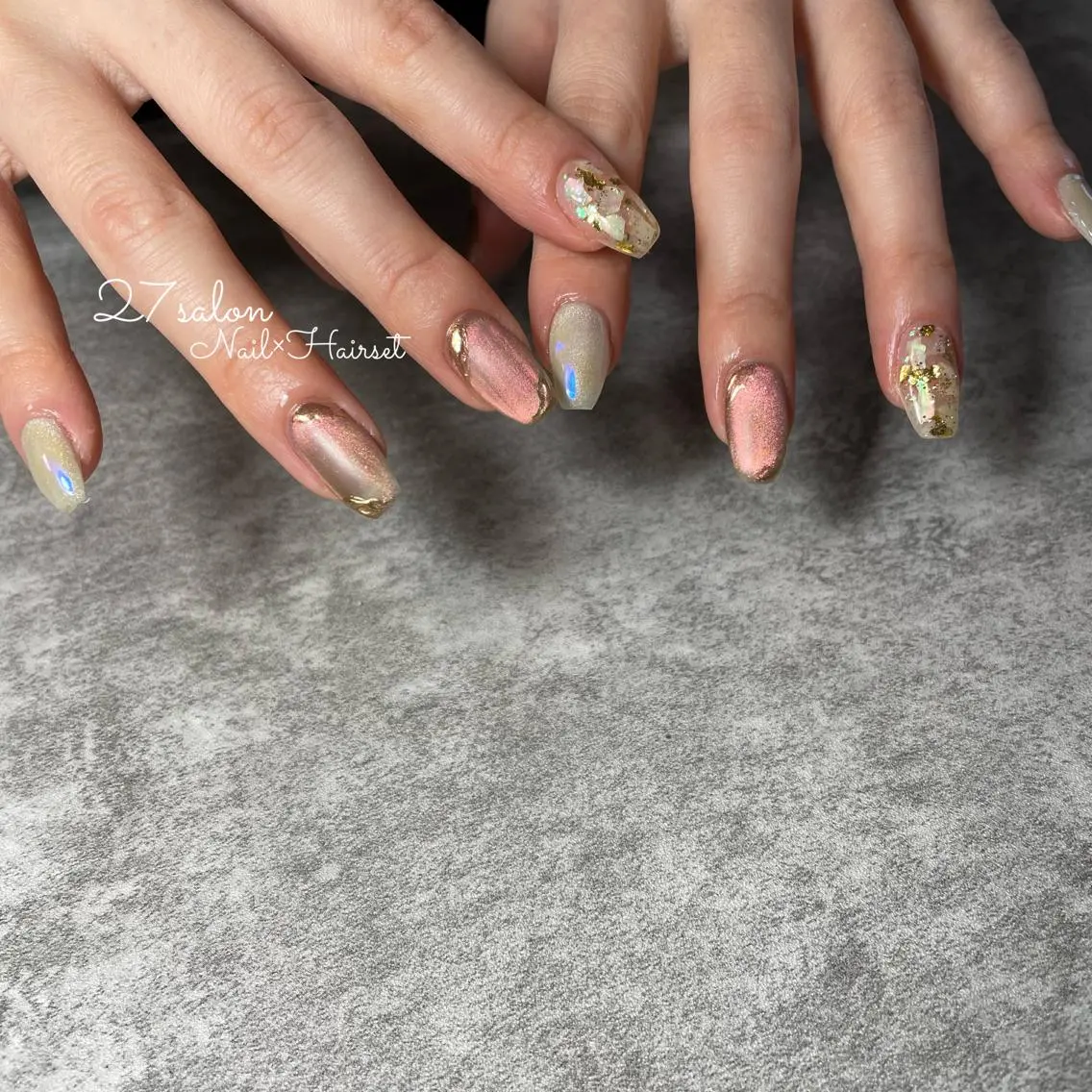 ネイル オーロラネイル マグネットネイル 27salon yuinaのネイルデザイン