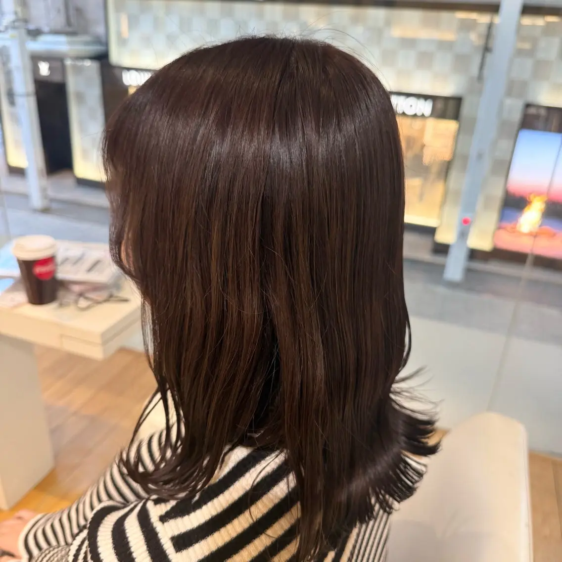 カラー ブラウンカラー ピンクカラー ヘアカラー femme 當田 莉央のヘアスタイル