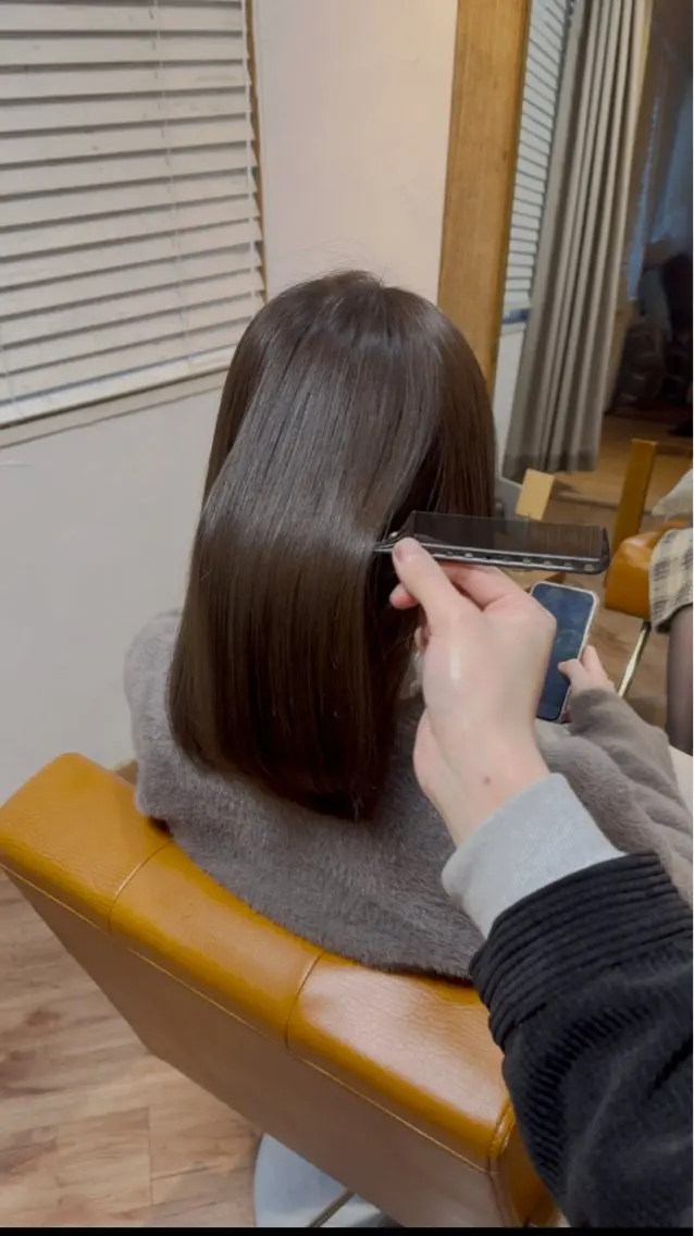 ミディアム 髪質改善 カット ヘアカラー トリートメント 藤本 あさひのヘアスタイル