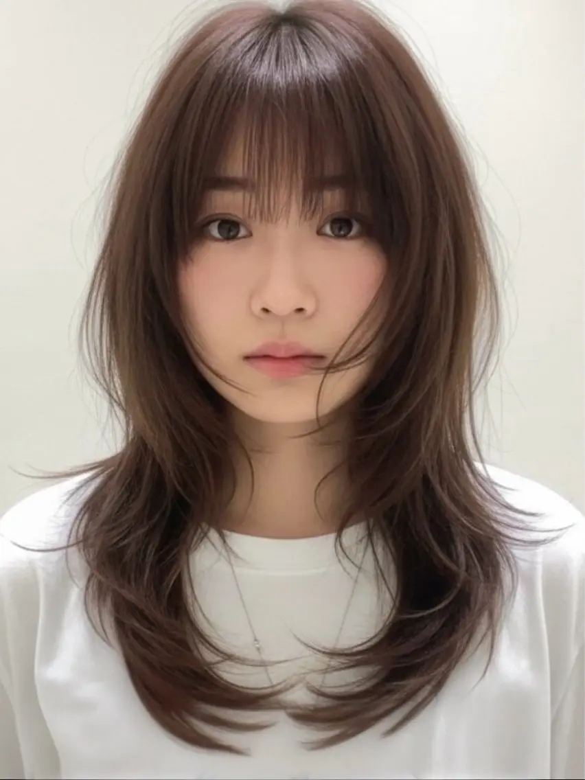 セミロング カラー アディクシーカラー 透明感カラー くびれヘア 顔まわりレイヤー 韓国風ヘア ヘアカラー 韓国レイヤーカット 🫧大阪梅田レイヤーのヘアスタイル