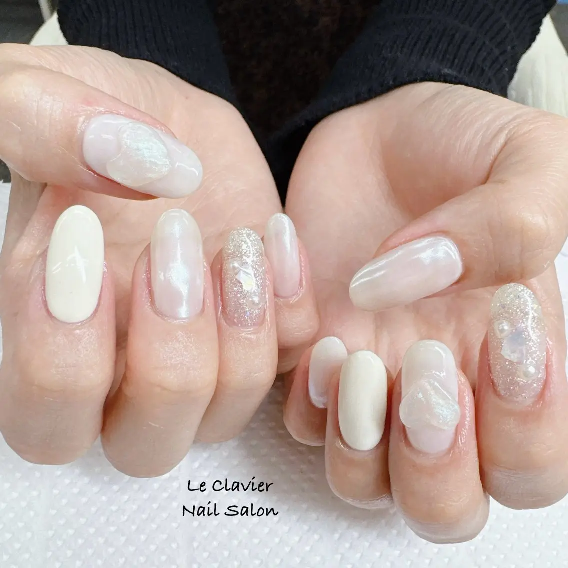 ネイル アートネイル オーロラネイル チークネイル 長さ出し フットネイル ハンドネイル Hazuki nailのネイルデザイン