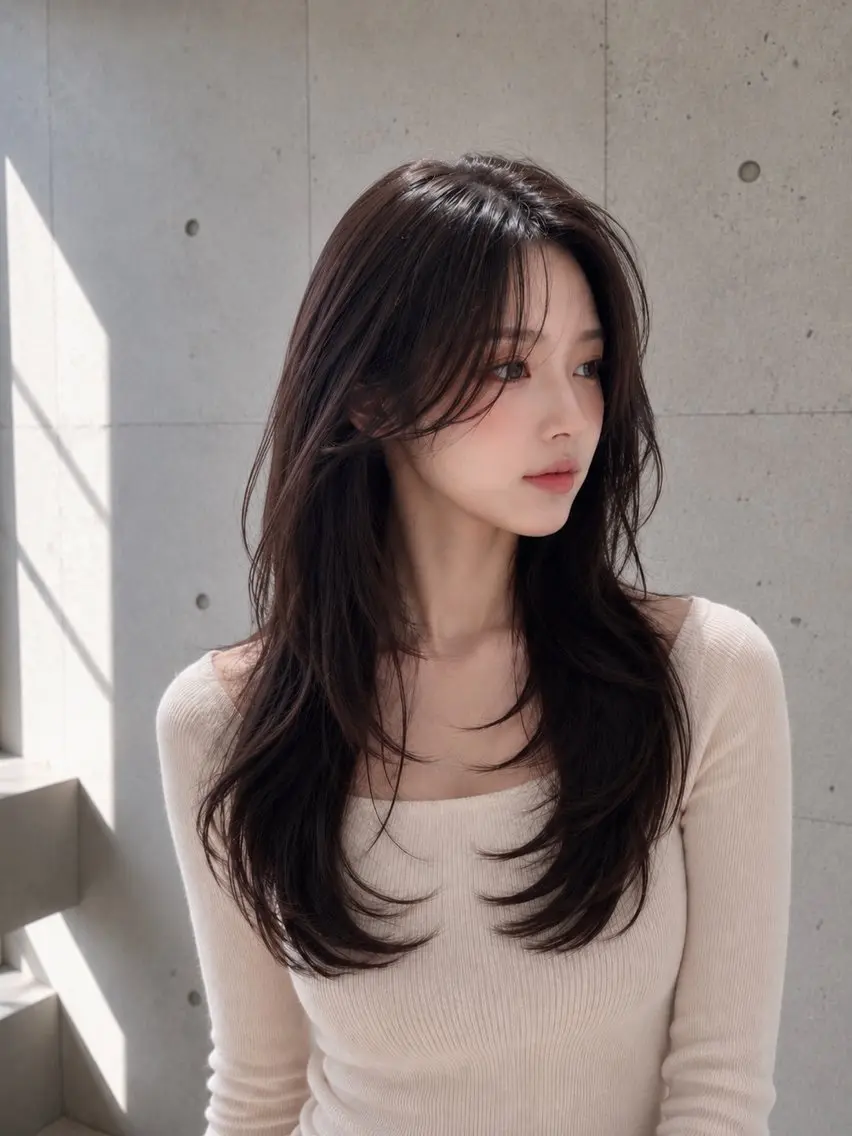 セミロング カラー ヘアアレンジ 黒髪 透明感カラー グレージュ くびれヘア ハッシュカット カット トリートメント 🌫️大人韓国ヘア 🌫️naoyaのヘアスタイル