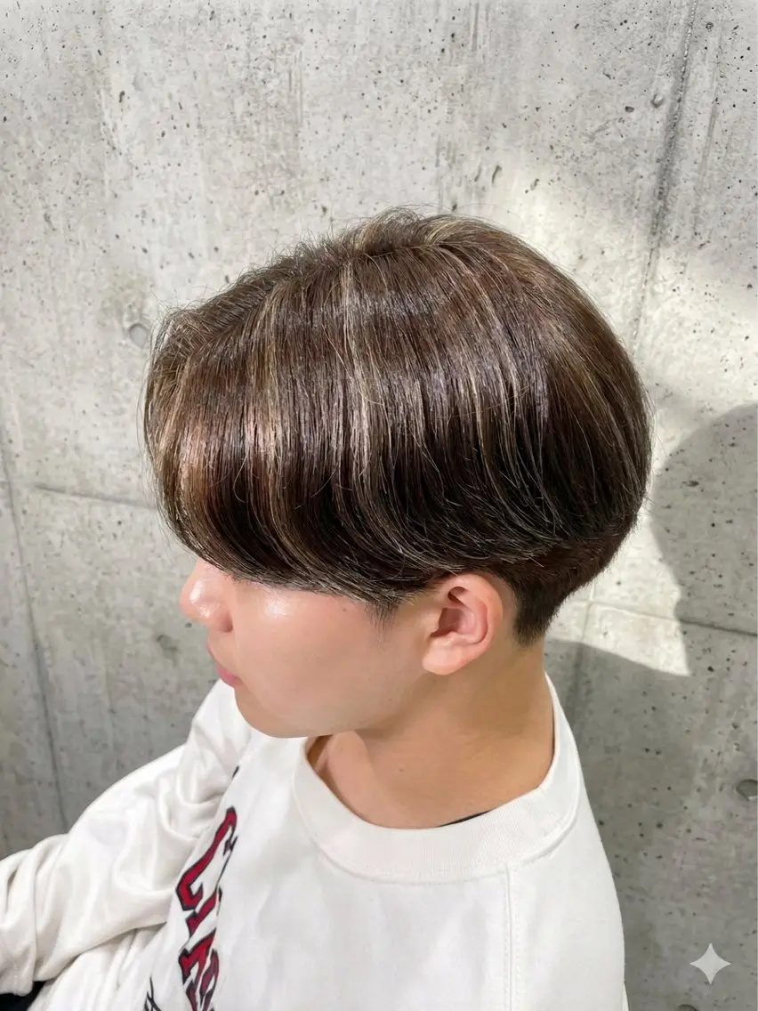 ショート カラー メンズ メンズハイライト ハイライトカラー ハイライト カット ヘアカラー トリートメント メンズ特化パーマ/ ハイライト/比嘉のヘアスタイル