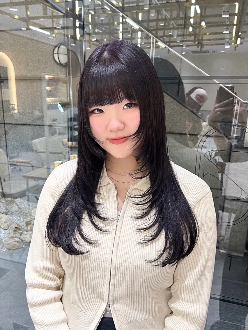 ロング カラー カット ヘアカラー トリートメント 🇰🇷レイヤー/ト レンドまつげ🎀ミキのヘアスタイル
